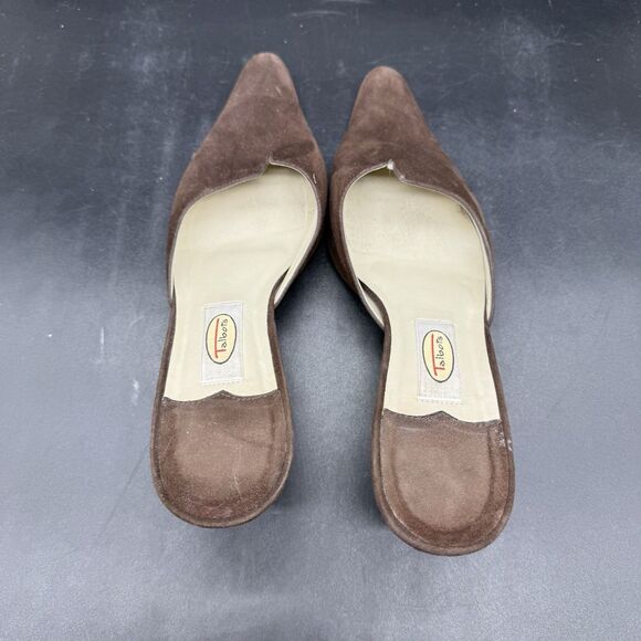 Talbots Vintage Brown Suede Kitten Heel Pointed Toe Mule Womens Size 7B - Picture 5 of 7